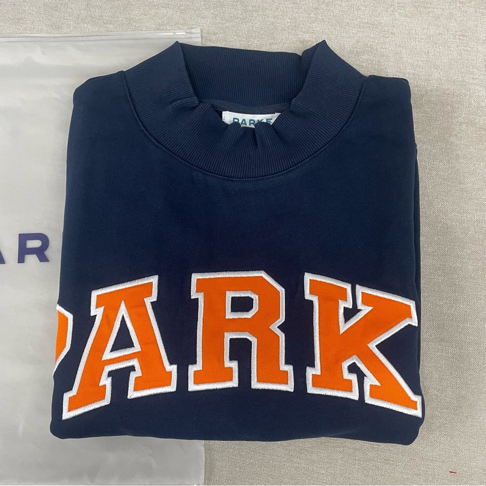 Parke Men's Navy Sweatshirt with Orange Lettering - Picture 5 of 9